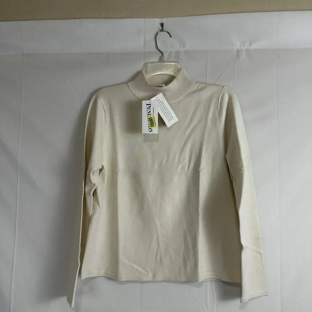Pendleton Women's Classic Ivory Mock Neck Sweater Silk and Nylon NWT - Size MED - Picture 4 of 11